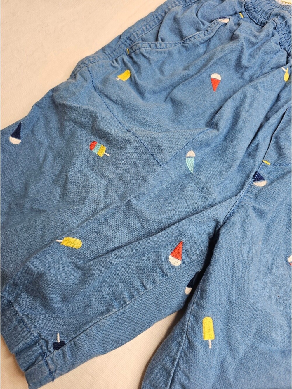 Boden Boys Sz 13 L Pull On Shorts Summer Popsicle Ice Cream Embroidered Blue - Picture 2 of 4